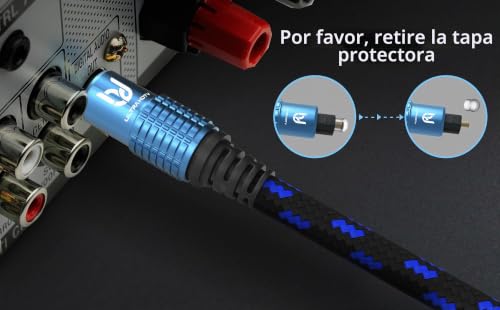 Miniatura 2 de Cable Ultra Hdtv Premium Toslink: Cable De Audio Óptico De 3 Metros, Cable Digital Con Protección Contra Dobleces, Cubierta De Nylon, Alivio De Tensión Y Enchufes Completamente Metálicos