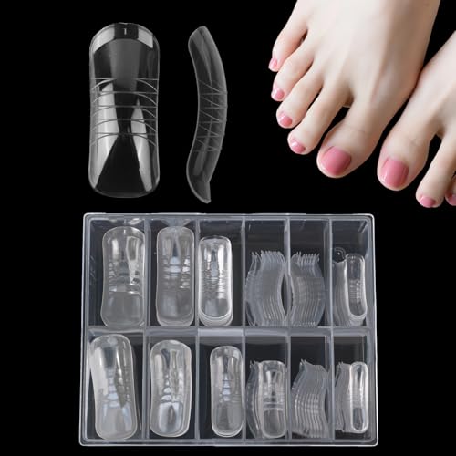 BOXOB 120 Pezzi Formine per Unghie in Polygel Kit, Formine Doppie Dita dei Piedi Riutilizzabili Stampi Estensione Unghie per Polygel Pedicure Fai Da Te a Casa e Uso in Salone