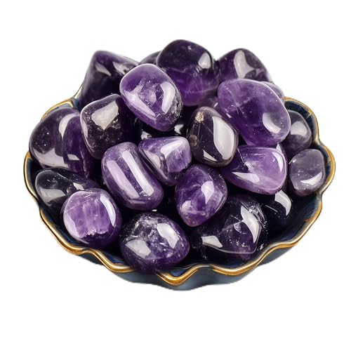 Image of Polished Stone Set Amethyst Crystals, 0.8 inch Handpicked Tumbled Gemstones Rocks, Pebbles for Reiki, Chakra, Healing, Home Decor