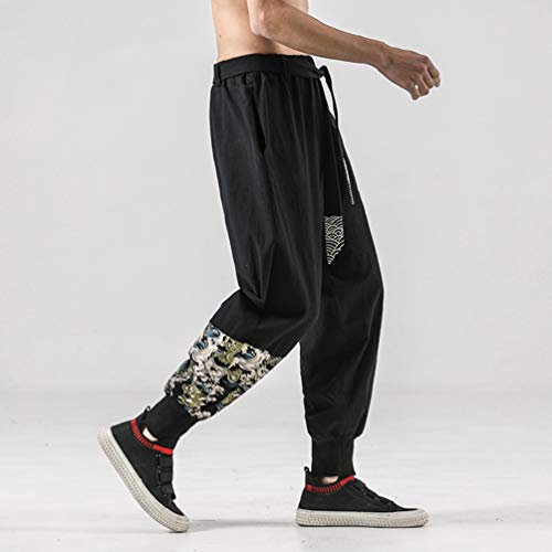 HAORUN Men Chinese Kung Fu Pants Tai Chi Bottoms Trousers Lace Up Loose4