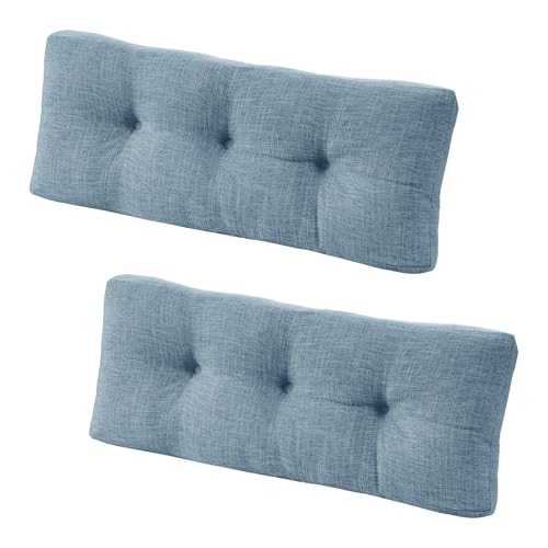 downluxe Indoor Bench Cushion for Indoor Furniture, Non-Slip Tufted Overstuffed Textured Foam Bench Seat Cushion, 36" X 14" X 4", Blue, 2 Pack
