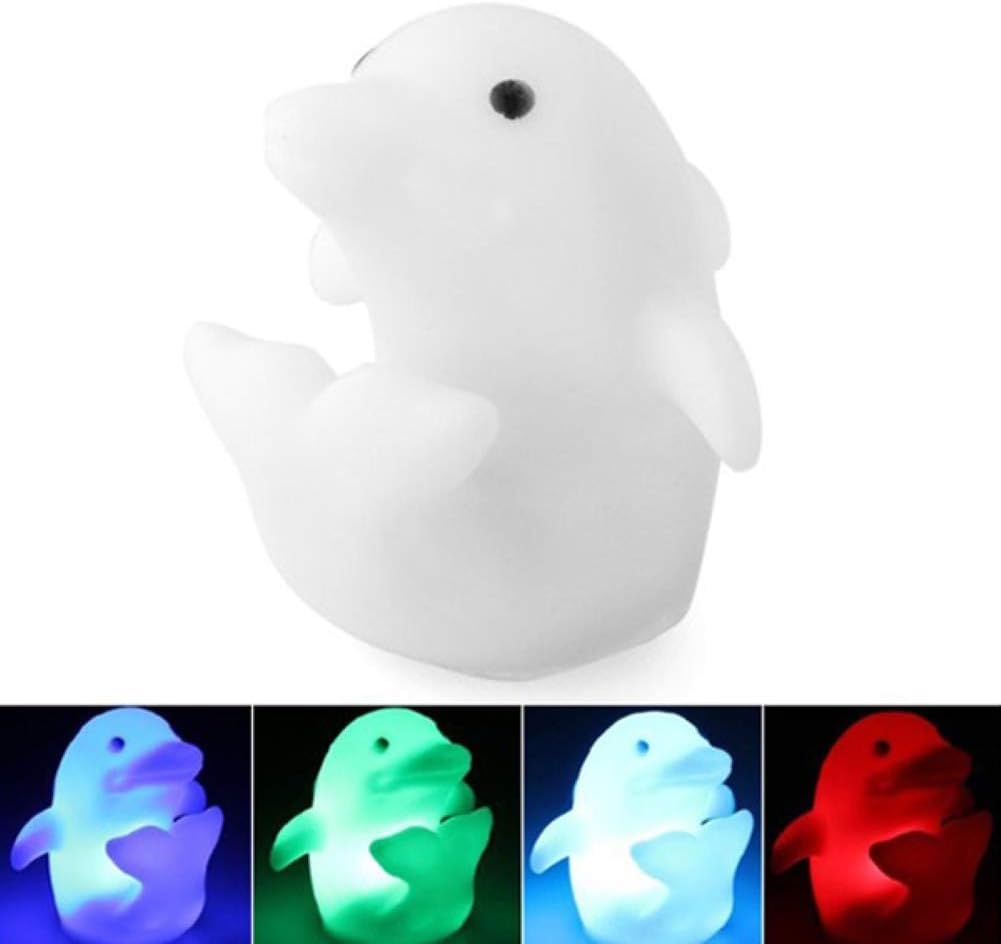 1Pc Cute Mini LED Night Light for Kids, Dolphin 7 Changing Colors LED Night Light Decoration Nightlight Children Kids Gift Night Lamp for Bedroom, Bedside, Living Room, Desk Wall Lights Decorations