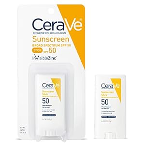 CeraVe Mineral Sunscreen Stick SPF 50 | Broad Spectrum SPF + Hyaluronic Acid + Ceramides | Titanium Dioxide & Zinc Oxide Sunscreen | 100% Mineral Face Sunscreen Stick | Fragrance Free & Oil Free