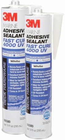 3M Marine Adhesive Sealant 4000 UV, PN06580, White, 295 mL Cartridge (Pack of 2)