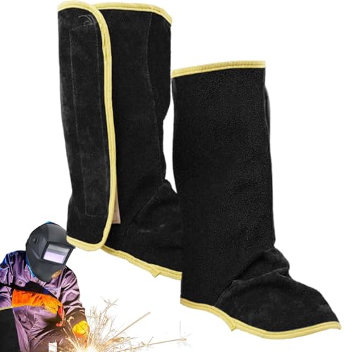 Polainas para soldar de cuero con resistencia térmica para botas 7