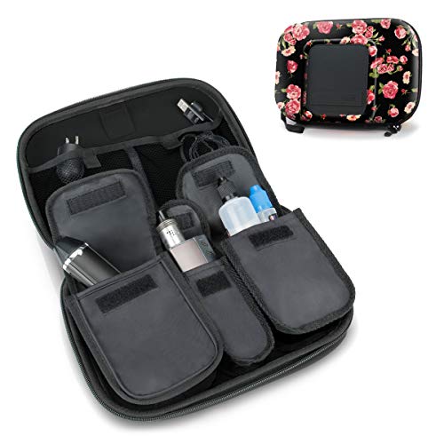 USA Gear Vape and Accessory Carrying Case - Premium E-Cigarette Vape Mod Travel Pen Large Organizer - Compatible with Innokin, Janty, Halo Cigs, 777 E-Cigs and More Electronic Cigarettes - Floral
