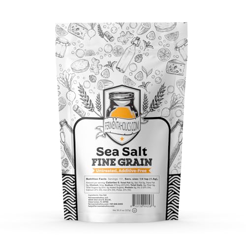 Fermentaholics Sea Salt – 8 oz – Fine Grain | Untreated, Additive-Free for Fermentation & Brining