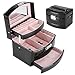 TAOT Schmuckkästchen aus Leder mit 3 Ebenen, für Make-up, Organizer, Aufbewahrungsbox, automatische Behälter, Geschenk-Box, für Damen, Kosmetikkorb, Aufbewahrungstruhe (Farbe: schwarz)