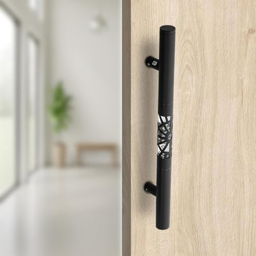 Image of Luxury LED Main Door Handle with Sensor Touch | 18.5 Inch Pull Push Handle for Home, Office, Hotel & Villa | Black Finish Stainless Steel Door Handle | 300mm Hole to Hole - Pack of 1