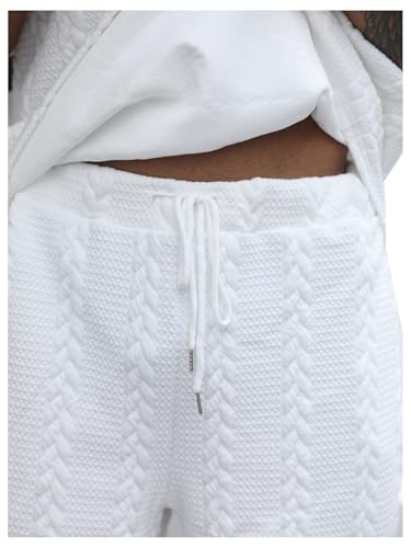 GORGLITTER Men's Big and Tall Vacation Beach Outfits Cable Knit Short Sleeve T Shirt Shorts Set3