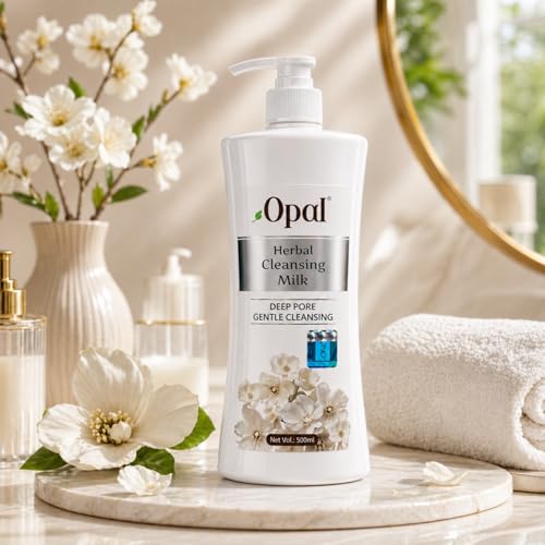 Image of OPAL Lotion Herbal Cleansing Milk, 500ml | Deep Pore & Gentle | Enriched with Natural Extracts | Nourishing & Hydrating | Suitable for Face, Body, and Hands