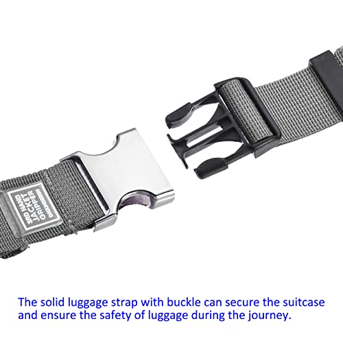 Image of M METERXITY 2 Pack Luggage Straps - Adjustable Travel Baggage Accessory Suitcase Belt Carry Clip with Jacket Gripper Holder, Apply to Travel (0.98 Feet, Gray)