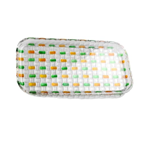 Uqezagpa Elegante plato de frutas de vidrio tejido para té y frutas secas para zona de cocina doméstica y decoraciones de celebración, bandeja de vidrio multiusos
