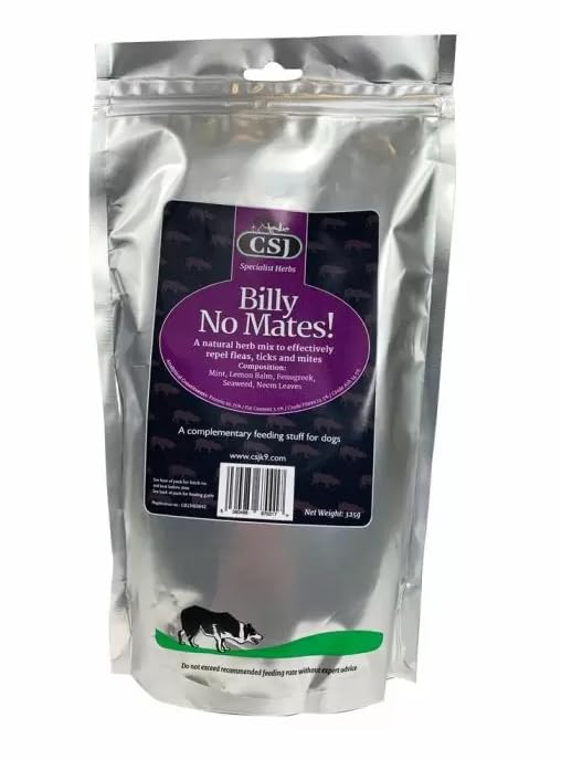 CSJ Billy No Mates - Herbal Tick, Mite & Flea Repellent for Dogs, 1KG | Natural Flea Powder | Supports Skin & Coat | Easy to Use Dog Flea and Tick Repellent
