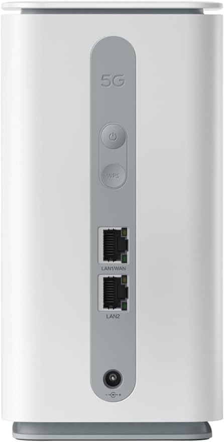 Rear view of the Oppo Zain 5G-T1A Router, showing the power button, WPS button, LAN/WAN port, LAN2 port, and power input.
