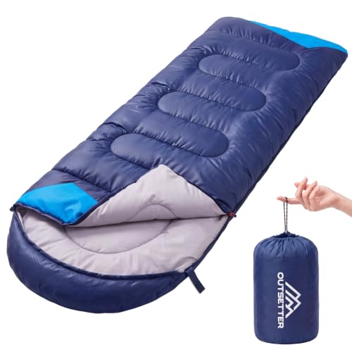 Best Sleeping Bags UK 2025 5 Sleeping Bags for Adults 3 Season Backpacking Lightweight Waterproof Cold Weather Sleeping Bag for Kids Warm Camping Hiking Outdoor Travel Hunting with Compression Bags Navy Blue