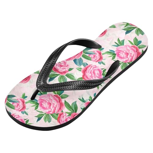 Burbuja Pink Flowers Flip Flops for Women Men, Soft Thong Sandals Rubber Slippers for Pool Beach Essentials2