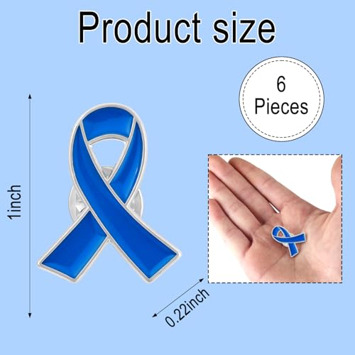 Image of 6Pcs Awareness Enamel Ribbon Lapel Pins Ribbon Brooch Pin for Charity Events Survivor Campaign Party Favors Supplies