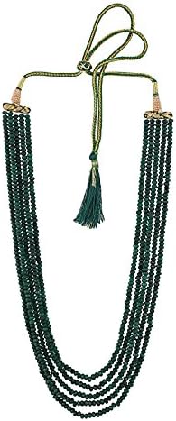 Ratnavali Jewels Five Layer Multi-Colour Real Ruby Emerald Onyx Stone Beads Necklace for Women and Girls (Multi Color Five Layer)