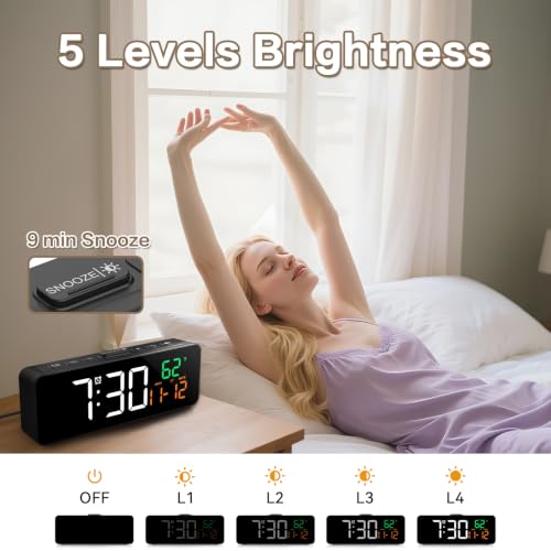 Image of Netzu 3-in-1 Digital Clocks for Living Room, Small & Compact Alarm Clock