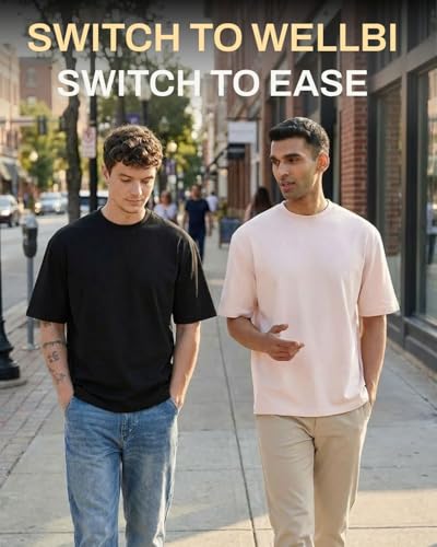 Image of Wellbi Bamboo Oversized Half Sleeve T-Shirt for Men | Naturally Antibacterial & Eco-Friendly | Breathable Organic Bamboo Cotton Blend | Moisture-Wicking Sustainable Wear