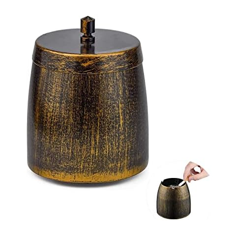Graehn Vintage Ashtray with Lid Smokeless Ash Tray Bronze Windproof Indoor Outdoor Ashtrays for Cigarettes Retro Ashtrays for Outdoor Patio Office Home Tabletop Decoration Cover