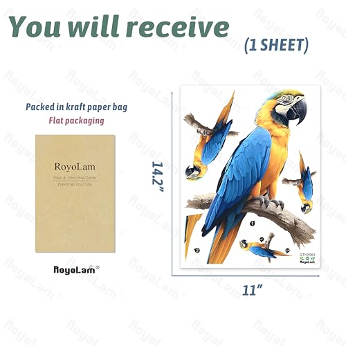 Vinilo decorativo de loro guacamayo azul y amarillo miniatura 4