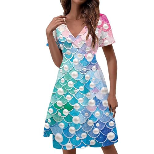 Image of Women's Summer Formal Dresses Short Sleeve Wrap V Neck Dresses Bridesmaid Wedding Guest Dress with Pockets