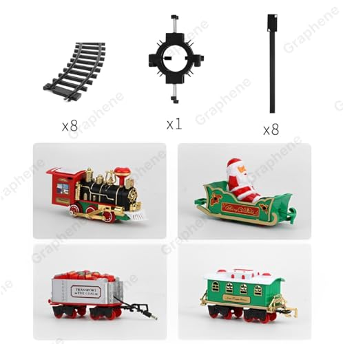 GRAPHENE Christmas Train Set Toy Train Track Set with Santa & Lights Sounds & Smoke Effect, Round Railway Tracks Train Set for Under/Around Christmas Tree, Best Christmas Birthday Gifts for Kids