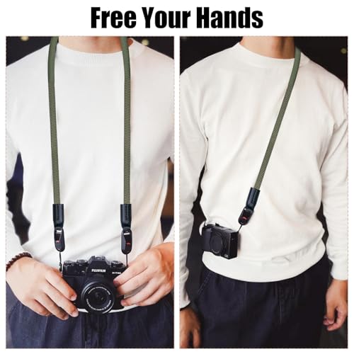 QMLING Camera Strap Quick Release, Climbing Rope Camera Strap, Camera Neck Shoulder Strap for SLR DSLR Digital Mirrorless Camera (Green) - Image 5