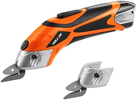 VOLLTEK Electric Cordless Scissor 4V li-ion Cutter Shears with 2 Pcs Cutting Blades Accessory for Cutting Fabric, Carpet and Leather ES3601