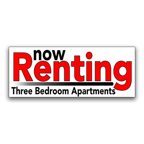 Now Renting Three Bedroom Apartments Vinyl Banner (Size Options) Small - 24x60