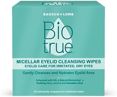 Biotrue Micellar Eyelid Cleansing Wipes, Fragrance-Free, 30 Wipes