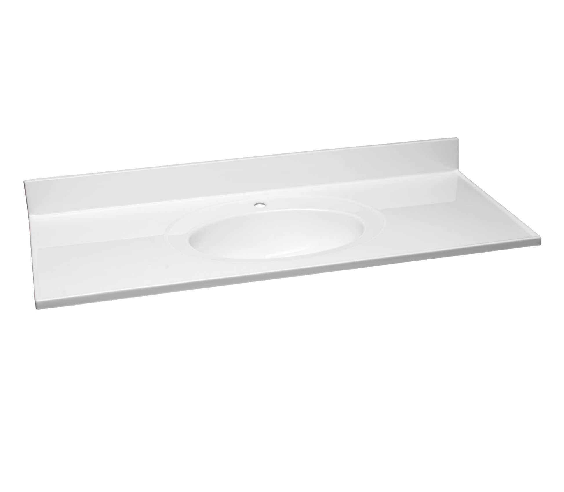 Design House 522219 49x22 Cultured Marble Bowl Vanity Top with Integrated Backsplash Single Hole, Standard Packaging, Solid White
