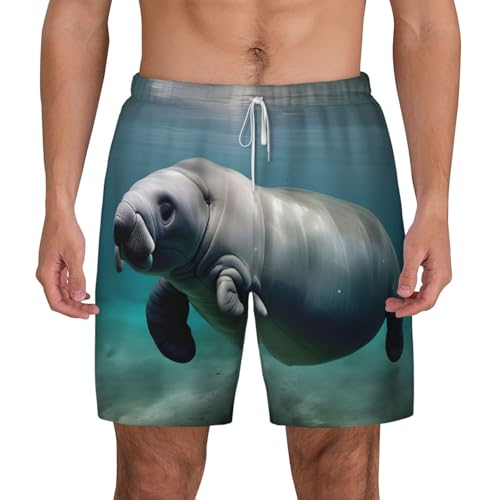 Short de bain pour homme Manatee avec doublure de compression motif animal original