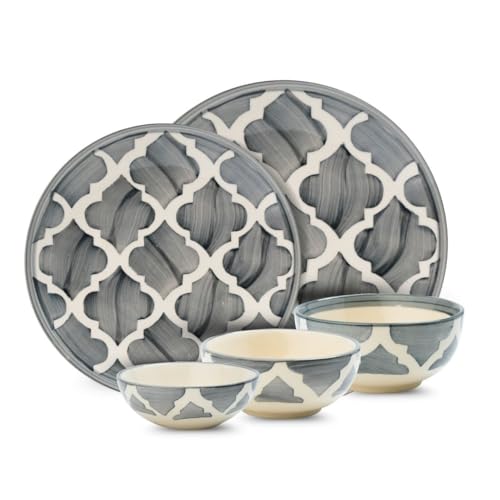 Image of Eco-Friendly Ceramic Dinner Set | 5-Piece Crockery Set | Lightweight & Durable Dining Set | Ash Grey Plates (7 inch & 8 inch) & Ramen Snack Bowls (75ml, 125ml, 200ml) | Perfect for Gifting