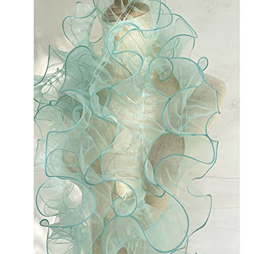 5 Yard 4.3" Pleated Organza Lace Ribbon Lace Edge Gather Ruffle Trim Ribbon Tulle Sheer Fabric White Edging Trimmings Fabric For Diy Applique Sewing Craft Wedding Dress Embellishment (Green) #TOP1