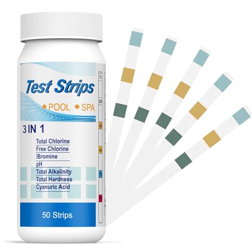 50 Tiras Tiras de Prueba 3 en 1,Tiras Reactivas Para Piscinas, Cloro Y pH,Tabletas de Agua,Tiras Medición de Calidad Del Agua,Prueba de Dureza Del Agua,Medición de Cloro