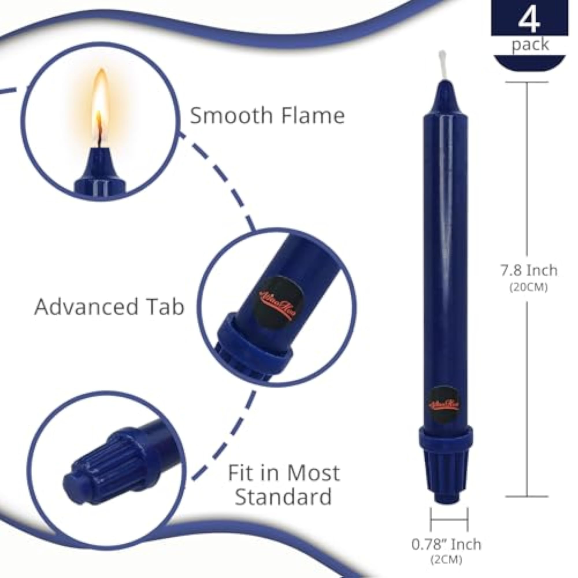 NJAO HOO Short Taper Candles, Dark Blue Unscented