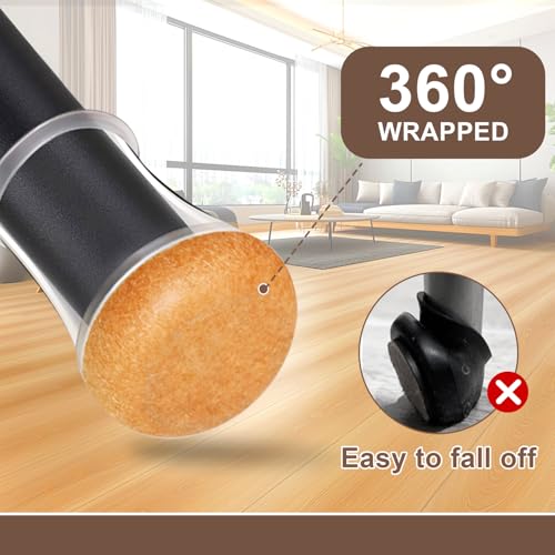 Image of 20 Pack Clear Chair Leg Floor Protectors for Hardwood Floors, Round Rubber Furniture Sliders with Felt, Silicone Furniture Leg Caps Covers(Medium Fit:0.75 inch-1.1 inch