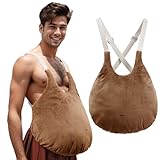 UJUROU Fake Belly Stuffer Costume Strap Adjustable Santa Claus Suit Fat Guy Suit for Christmas Halloween Cosplay Accessory (Coffee)