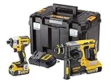 Con 2 pilas de 5,0 Ah. Dewalt DCK2532P2 XR - Taladro de martillo y destornillador de impacto (18 V, 2 baterías de 5,0 Ah, multicolor, talla única