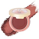 Oulac Plummy Brown Blush Makeup Powder| Rich Color Cream Blush Blendable| Natural Matte Tan Skin| Vegan &Cruelty-Free | 02 Cheek to Cheek 4.8g