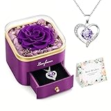 Beferr Birthday Gifts for Women Preserved Real Rose with Necklace Eternal Purple Roses Forever Flowers for Delivery Anniversary Mothers Day Flower Gifts for Mom Wife Grandma Daughter Her Girlfriend