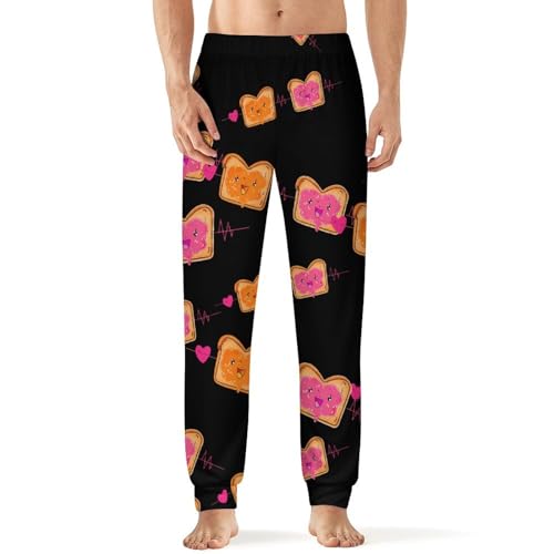 Peanut Butter Jelly Heartbeat Men's Pajama Bottoms Casual PJs Shorts Soft Lounge Pants with Pocket for Lounging Sleeping