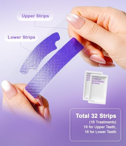 Purple Teeth Whitening Strips, No Hydrogen Peroxide (32 Strips) - 4