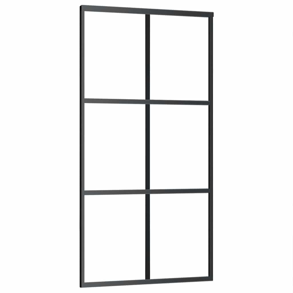 Porta scorrevole in vetro ESG con sistema a binari, nero, 102 x