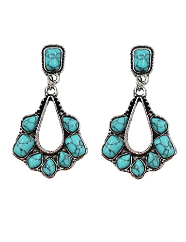 Topacc Western Turquoise Concho Chain Belts For Women Cowgirl Cute Boho Teal Metal Country Belt For Dresses Jeans #TOP2