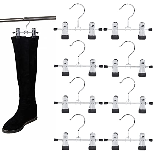 Amber Home 20 Pack 6" Metal Boots Hangers with 2 Adjustable Clips, Portable Multifunctional Hangers Space Saving for Socks Hats Towels Bags, Clips Hanger for Pet Clothes and Traveling (20 Pack)