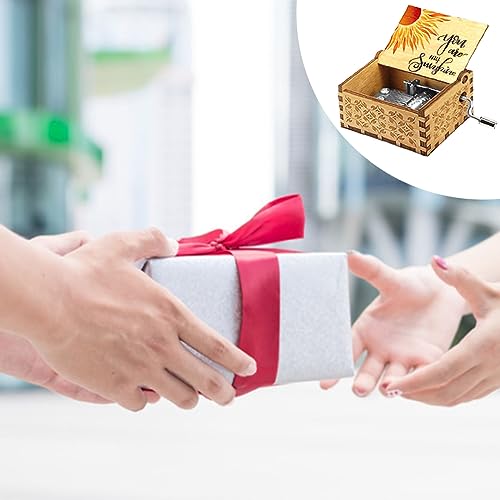 Yukiyi 18 Note You Are My Sunshine Music Box Personalised Mini Music Box Gift Box Laser Engraved Vintage Wood Hand Crank Music Box You Are My Sunshine Gifts Music Boxes Wooden Musical Box Wooden Gift